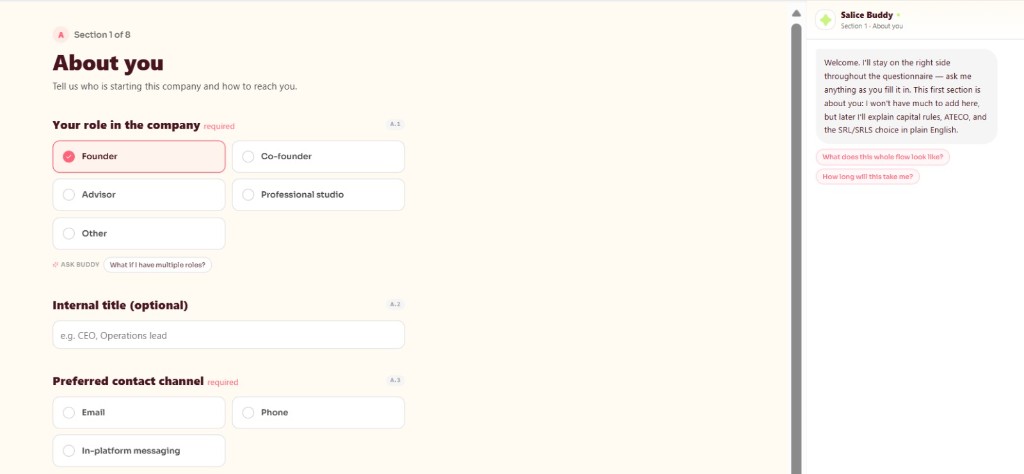 Questionario con Salice Buddy
